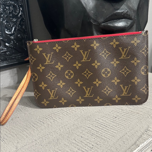 Louis Vuitton Brown Monogram Pouch with Red Accent - Picture 4 of 10